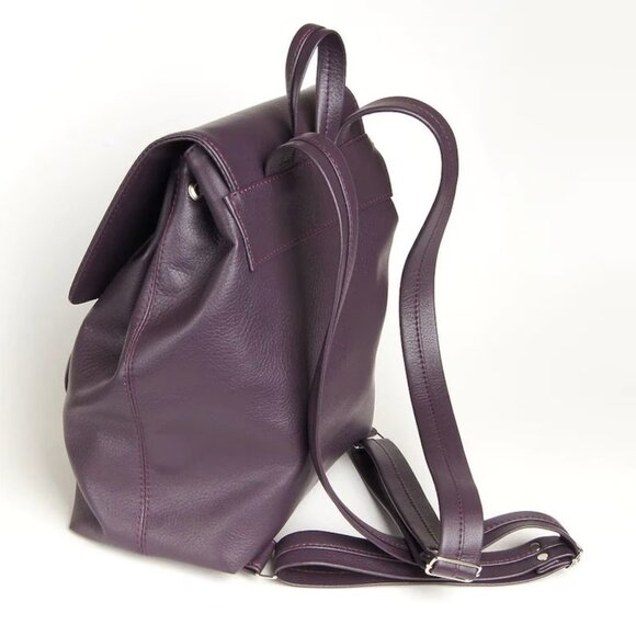 Handmade Purple VEGAN leather satchel (Poland) - Picture 2 of 5